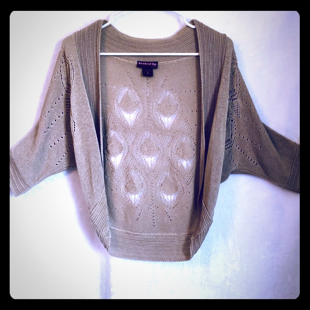Hooked Up Tan shrug/cardigan